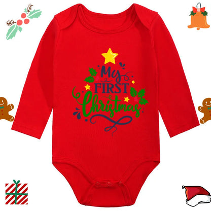 Baby Christmas Romper - Newborn Santa Claus Print Long Sleeve Cotton Bodysuit - ZOOMNSTORE