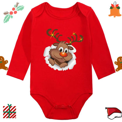Baby Christmas Romper - Newborn Santa Claus Print Long Sleeve Cotton Bodysuit - ZOOMNSTORE