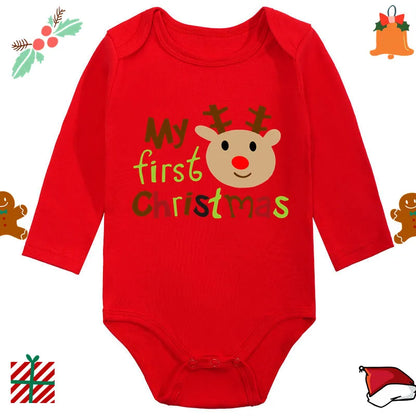 Baby Christmas Romper - Newborn Santa Claus Print Long Sleeve Cotton Bodysuit - ZOOMNSTORE