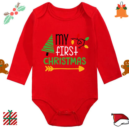 Baby Christmas Romper - Newborn Santa Claus Print Long Sleeve Cotton Bodysuit - ZOOMNSTORE