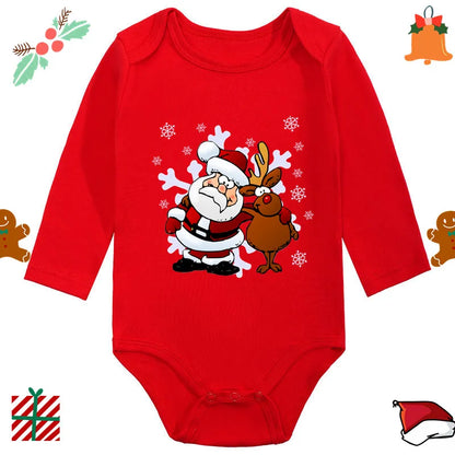 Baby Christmas Romper - Newborn Santa Claus Print Long Sleeve Cotton Bodysuit - ZOOMNSTORE