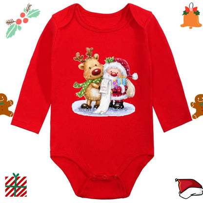 Baby Christmas Romper - Newborn Santa Claus Print Long Sleeve Cotton Bodysuit - ZOOMNSTORE
