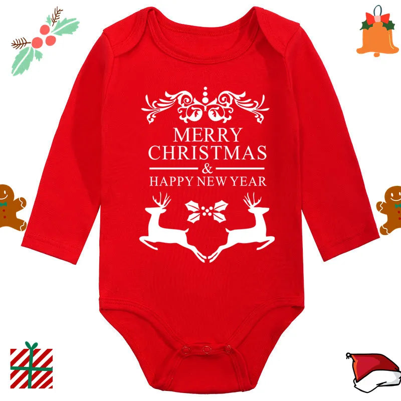Baby Christmas Romper - Newborn Santa Claus Print Long Sleeve Cotton Bodysuit - ZOOMNSTORE