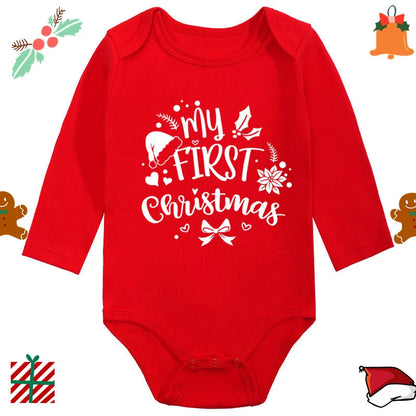 Baby Christmas Romper - Newborn Santa Claus Print Long Sleeve Cotton Bodysuit - ZOOMNSTORE