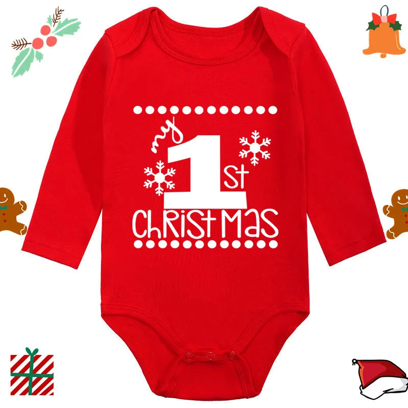 Baby Christmas Romper - Newborn Santa Claus Print Long Sleeve Cotton Bodysuit - ZOOMNSTORE