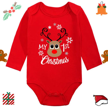 Baby Christmas Romper - Newborn Santa Claus Print Long Sleeve Cotton Bodysuit - ZOOMNSTORE