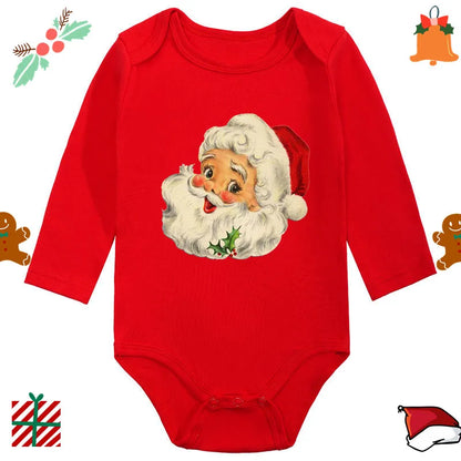 Baby Christmas Romper - Newborn Santa Claus Print Long Sleeve Cotton Bodysuit - ZOOMNSTORE