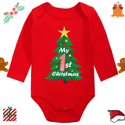 Baby Christmas Romper - Newborn Santa Claus Print Long Sleeve Cotton Bodysuit - ZOOMNSTORE