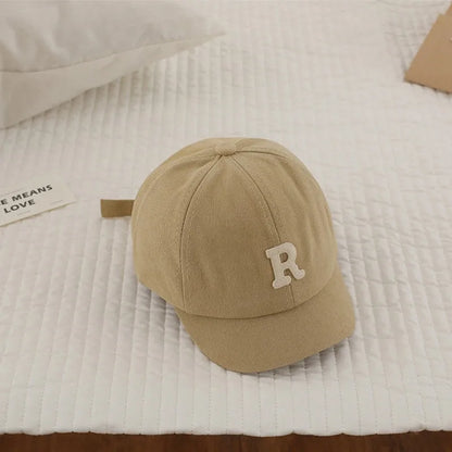 Korean Letter Embroidered Baby Cap Summer Toddler Boys Girls Cotton Baseball Caps Solid Color Kids Adjustable Peaked Hat - ZOOMNSTORE