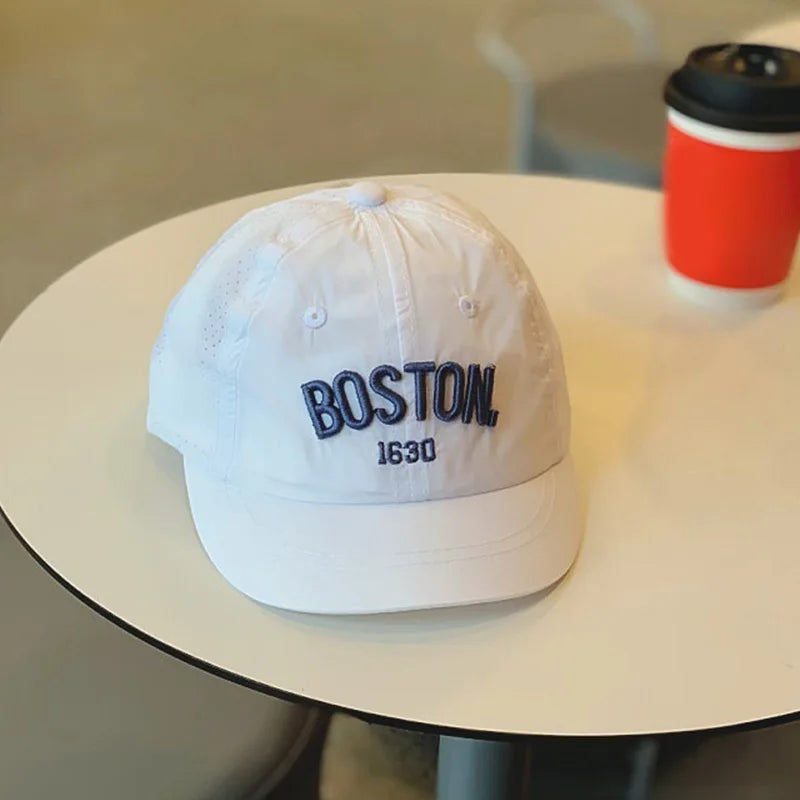 Korean Letter Embroidered Baby Cap Summer Toddler Boys Girls Cotton Baseball Caps Solid Color Kids Adjustable Peaked Hat - ZOOMNSTORE