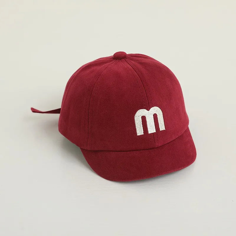 Korean Letter Embroidered Baby Cap Summer Toddler Boys Girls Cotton Baseball Caps Solid Color Kids Adjustable Peaked Hat - ZOOMNSTORE