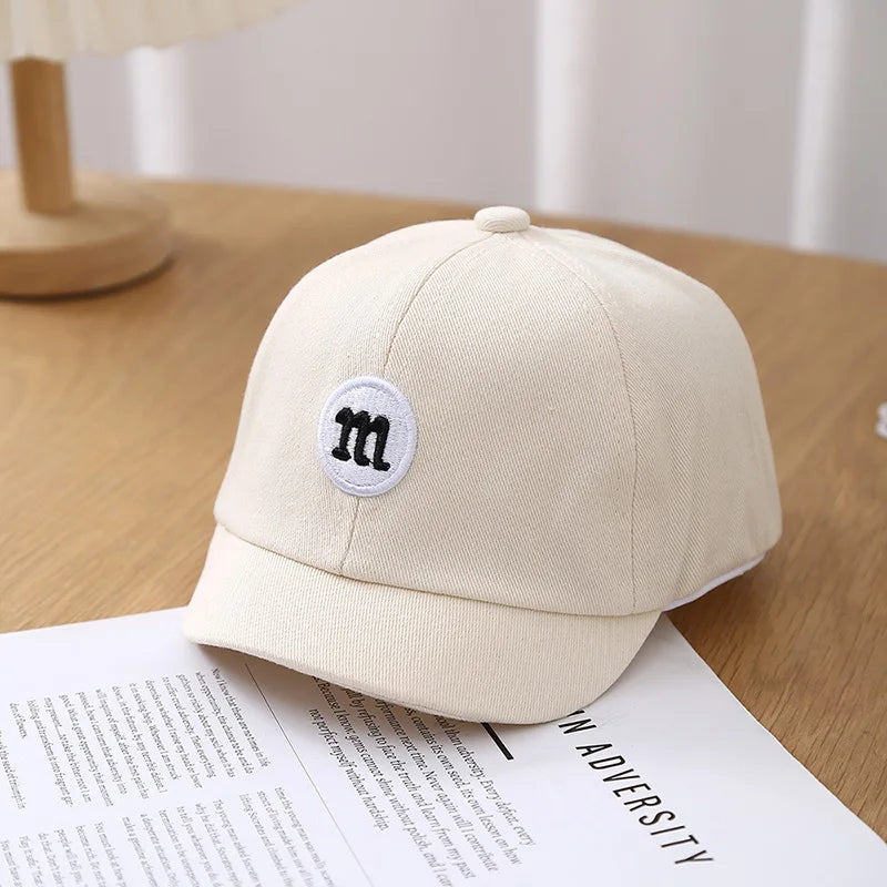 Korean Letter Embroidered Baby Cap Summer Toddler Boys Girls Cotton Baseball Caps Solid Color Kids Adjustable Peaked Hat - ZOOMNSTORE
