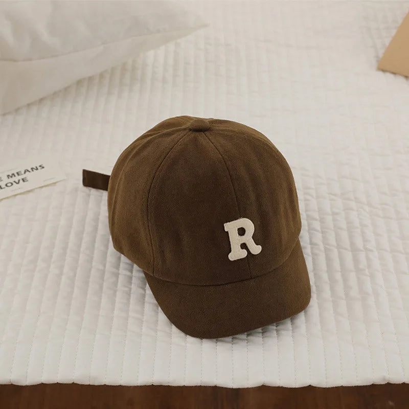 Korean Letter Embroidered Baby Cap Summer Toddler Boys Girls Cotton Baseball Caps Solid Color Kids Adjustable Peaked Hat - ZOOMNSTORE