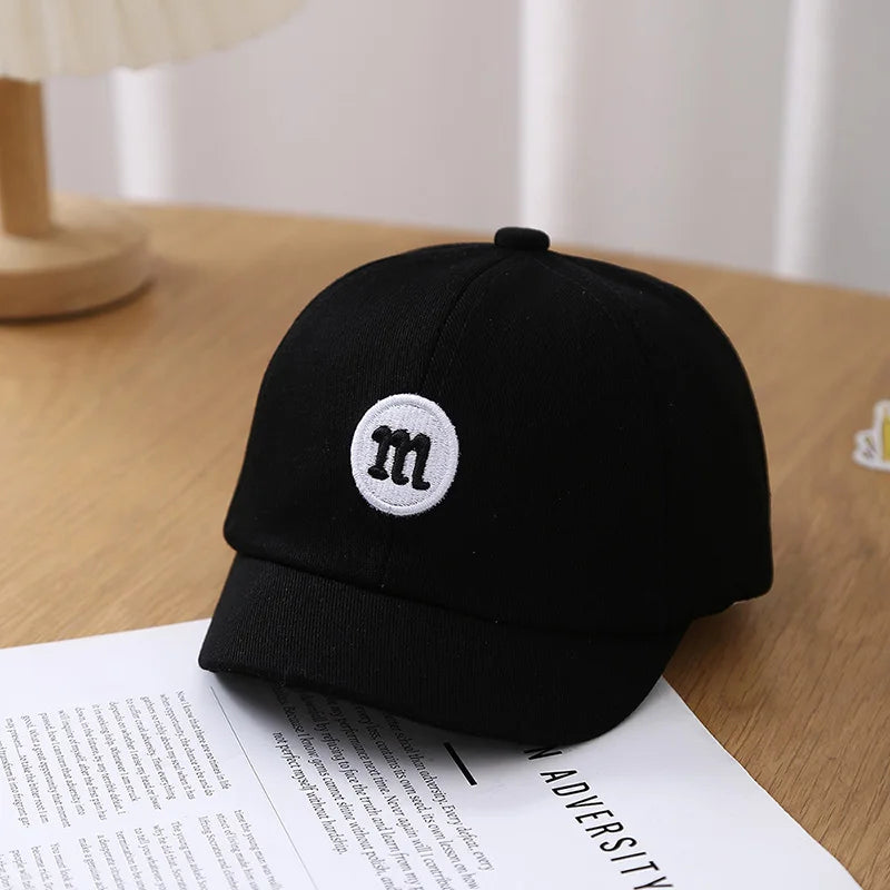 Korean Letter Embroidered Baby Cap Summer Toddler Boys Girls Cotton Baseball Caps Solid Color Kids Adjustable Peaked Hat - ZOOMNSTORE