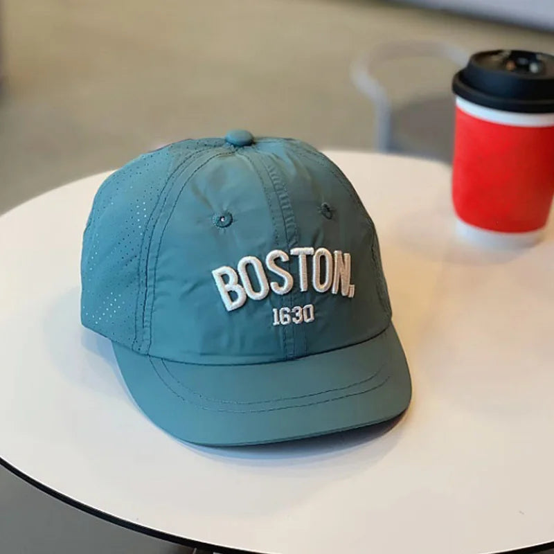 Korean Letter Embroidered Baby Cap Summer Toddler Boys Girls Cotton Baseball Caps Solid Color Kids Adjustable Peaked Hat - ZOOMNSTORE