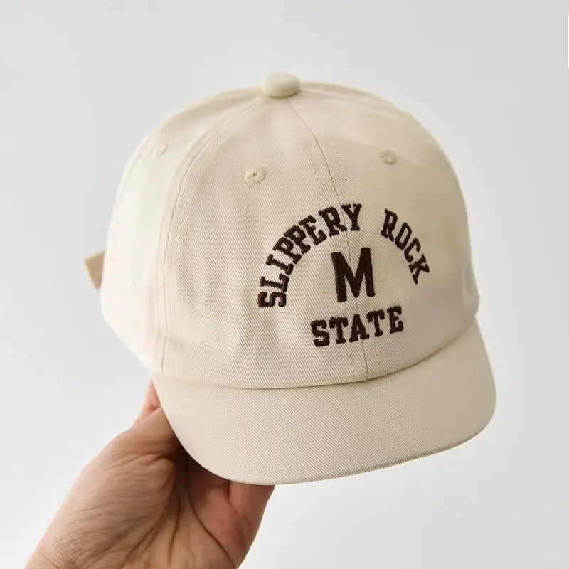 Korean Letter Embroidered Baby Cap Summer Toddler Boys Girls Cotton Baseball Caps Solid Color Kids Adjustable Peaked Hat - ZOOMNSTORE
