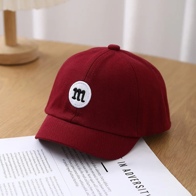 Korean Letter Embroidered Baby Cap Summer Toddler Boys Girls Cotton Baseball Caps Solid Color Kids Adjustable Peaked Hat - ZOOMNSTORE