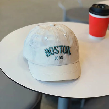 Korean Letter Embroidered Baby Cap Summer Toddler Boys Girls Cotton Baseball Caps Solid Color Kids Adjustable Peaked Hat - ZOOMNSTORE