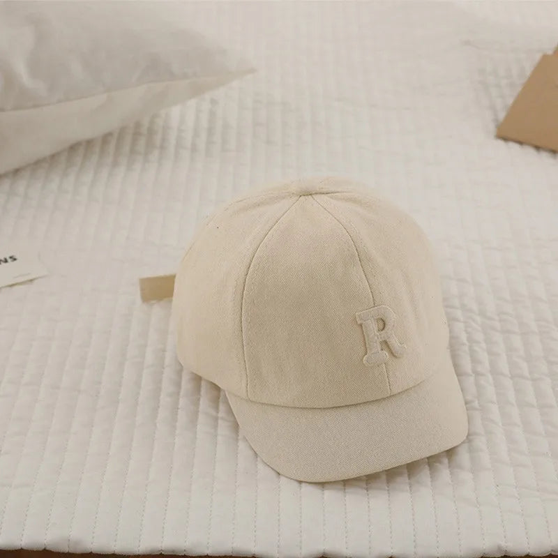 Korean Letter Embroidered Baby Cap Summer Toddler Boys Girls Cotton Baseball Caps Solid Color Kids Adjustable Peaked Hat - ZOOMNSTORE