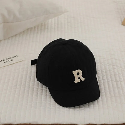 Korean Letter Embroidered Baby Cap Summer Toddler Boys Girls Cotton Baseball Caps Solid Color Kids Adjustable Peaked Hat - ZOOMNSTORE