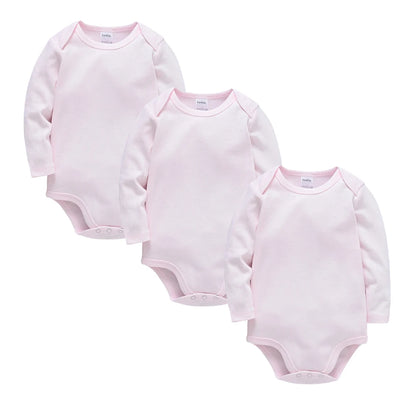 Baby Cotton Bodysuit - Baby Fashion Bodysuit White Long Sleeve Infant Jumpsuit 0-24 Months - ZOOMNSTORE