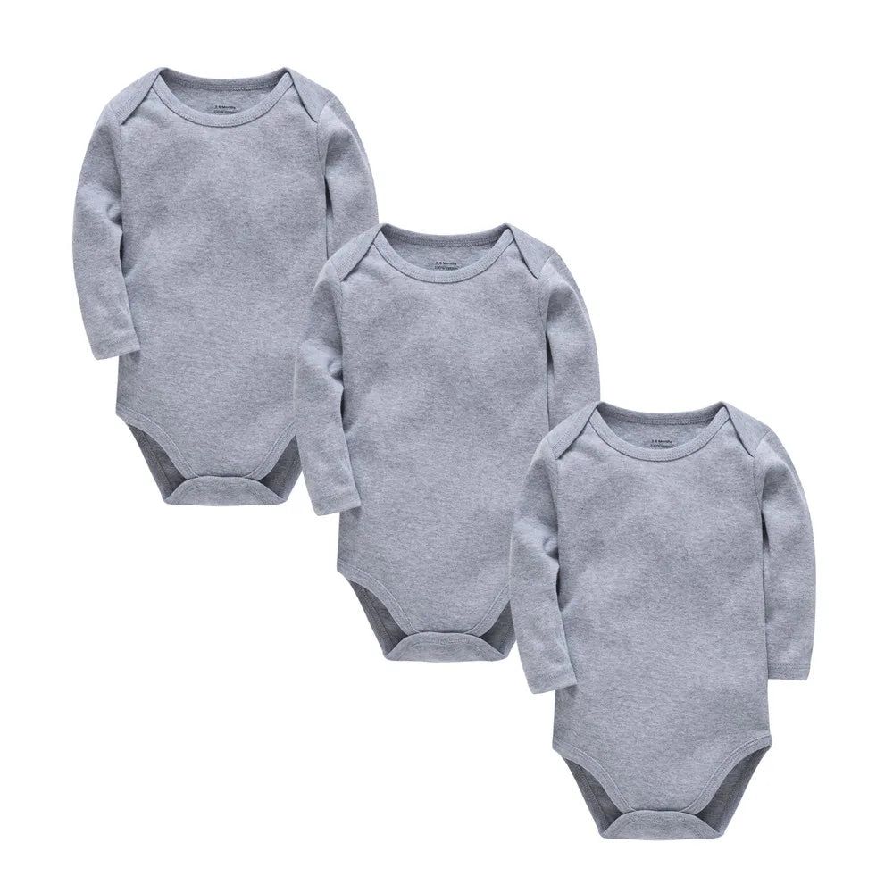Baby Cotton Bodysuit - Baby Fashion Bodysuit White Long Sleeve Infant Jumpsuit 0-24 Months - ZOOMNSTORE