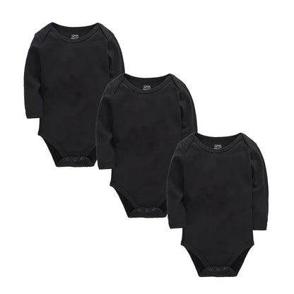 Baby Cotton Bodysuit - Baby Fashion Bodysuit White Long Sleeve Infant Jumpsuit 0-24 Months - ZOOMNSTORE