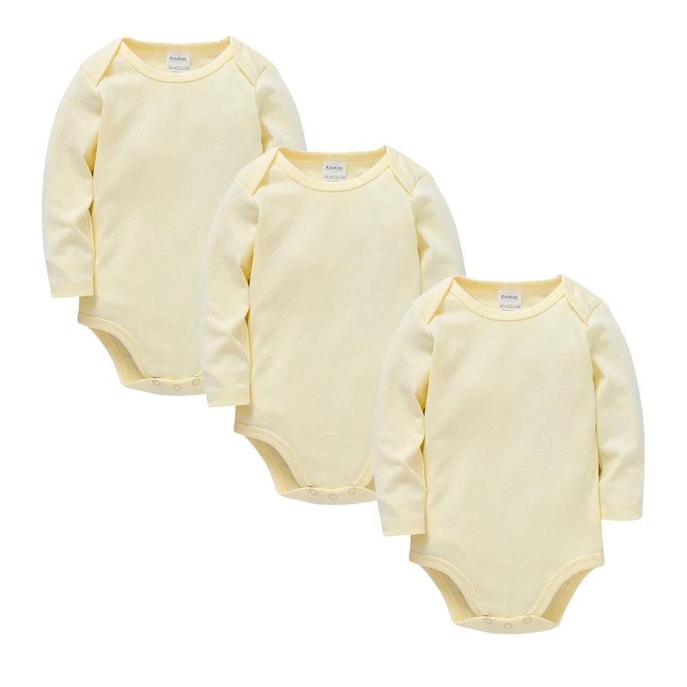 Baby Cotton Bodysuit - Baby Fashion Bodysuit White Long Sleeve Infant Jumpsuit 0-24 Months - ZOOMNSTORE