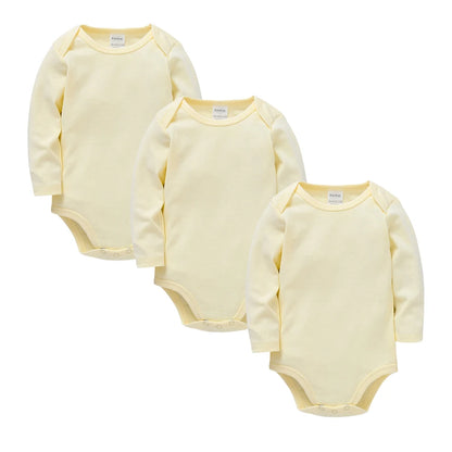 Baby Cotton Bodysuit - Baby Fashion Bodysuit White Long Sleeve Infant Jumpsuit 0-24 Months - ZOOMNSTORE