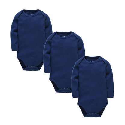 Baby Cotton Bodysuit - Baby Fashion Bodysuit White Long Sleeve Infant Jumpsuit 0-24 Months - ZOOMNSTORE