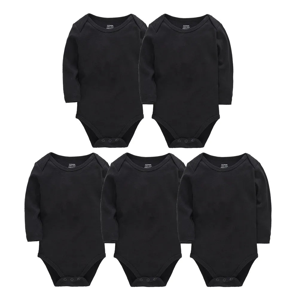 Baby Cotton Bodysuit - Baby Fashion Bodysuit White Long Sleeve Infant Jumpsuit 0-24 Months - ZOOMNSTORE