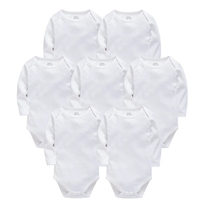 Baby Cotton Bodysuit - Baby Fashion Bodysuit White Long Sleeve Infant Jumpsuit 0-24 Months - ZOOMNSTORE