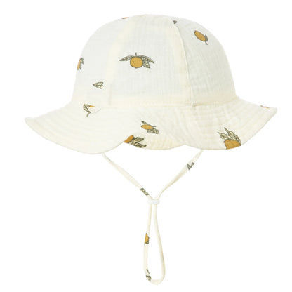 Baby Cotton Bucket Hat New Children Sunscreen Outdoor Caps Boys Girls Print Panama Hat Unisex Beach Fishing Hat For 3-12 Months - ZOOMNSTORE