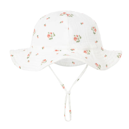 Baby Cotton Bucket Hat New Children Sunscreen Outdoor Caps Boys Girls Print Panama Hat Unisex Beach Fishing Hat For 3-12 Months - ZOOMNSTORE