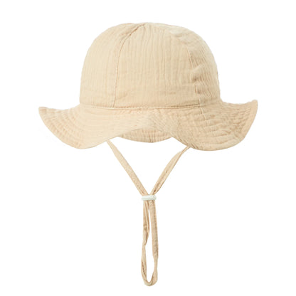 Baby Cotton Bucket Hat New Children Sunscreen Outdoor Caps Boys Girls Print Panama Hat Unisex Beach Fishing Hat For 3-12 Months - ZOOMNSTORE