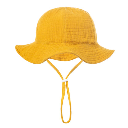 Baby Cotton Bucket Hat New Children Sunscreen Outdoor Caps Boys Girls Print Panama Hat Unisex Beach Fishing Hat For 3-12 Months - ZOOMNSTORE