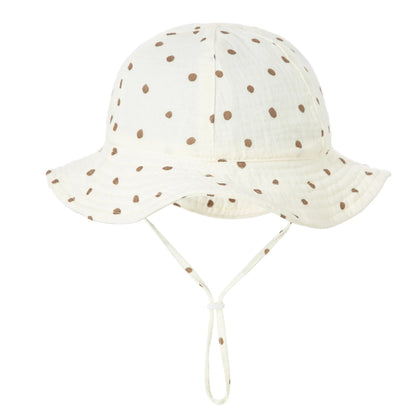 Baby Cotton Bucket Hat New Children Sunscreen Outdoor Caps Boys Girls Print Panama Hat Unisex Beach Fishing Hat For 3-12 Months - ZOOMNSTORE