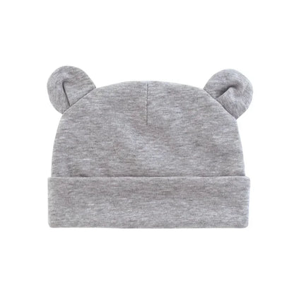 Autumn Winter Baby Hat Comfortable Solid Color Hats Cute Ear Shape Cotton Cap Newborn Photography Props 0 -1 Infant Bonnet Items - ZOOMNSTORE