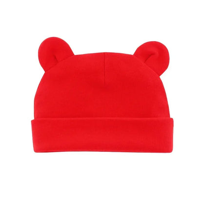 Autumn Winter Baby Hat Comfortable Solid Color Hats Cute Ear Shape Cotton Cap Newborn Photography Props 0 -1 Infant Bonnet Items - ZOOMNSTORE