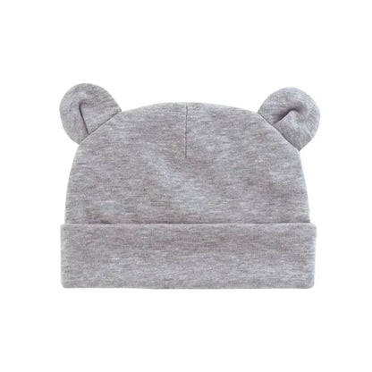 Autumn Winter Baby Hat Comfortable Solid Color Hats Cute Ear Shape Cotton Cap Newborn Photography Props 0 -1 Infant Bonnet Items - ZOOMNSTORE