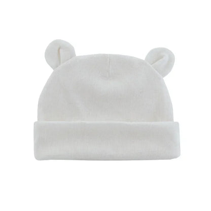 Autumn Winter Baby Hat Comfortable Solid Color Hats Cute Ear Shape Cotton Cap Newborn Photography Props 0 -1 Infant Bonnet Items - ZOOMNSTORE