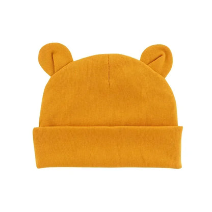 Autumn Winter Baby Hat Comfortable Solid Color Hats Cute Ear Shape Cotton Cap Newborn Photography Props 0 -1 Infant Bonnet Items - ZOOMNSTORE