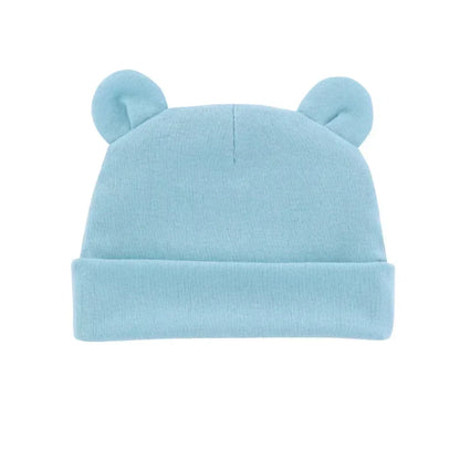 Autumn Winter Baby Hat Comfortable Solid Color Hats Cute Ear Shape Cotton Cap Newborn Photography Props 0 -1 Infant Bonnet Items - ZOOMNSTORE