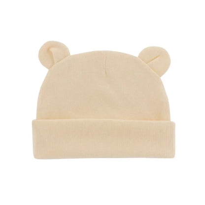 Autumn Winter Baby Hat Comfortable Solid Color Hats Cute Ear Shape Cotton Cap Newborn Photography Props 0 -1 Infant Bonnet Items - ZOOMNSTORE