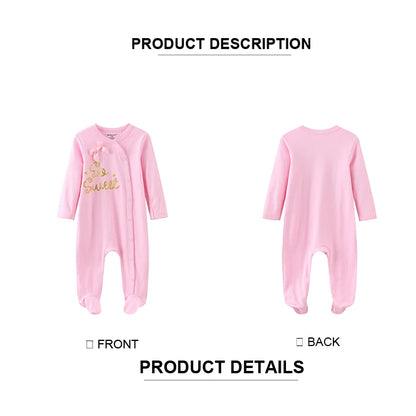 Baby Cotton Romper - Cartoon Long Sleeve Newborn Baby Clothes With Covered Button Closure - ZOOMNSTORE