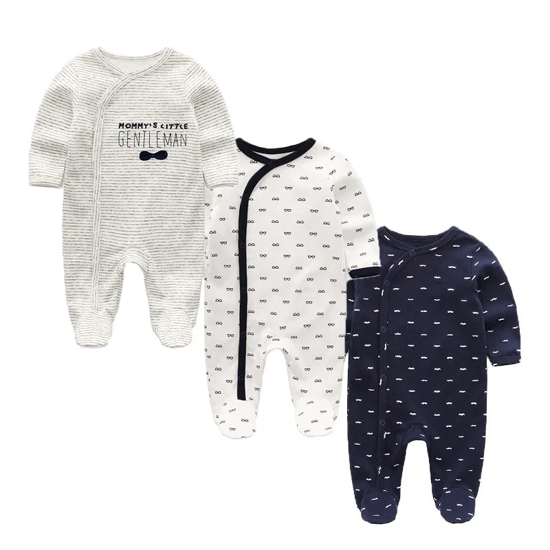 Baby Cotton Romper - Cartoon Long Sleeve Newborn Baby Clothes With Covered Button Closure - ZOOMNSTORE