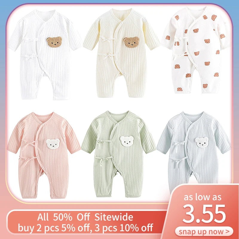 Baby Cotton Romper – Cartoon Newborn Bodysuit With Long Sleeves, Soft Infant Jumpsuit - ZOOMNSTORE