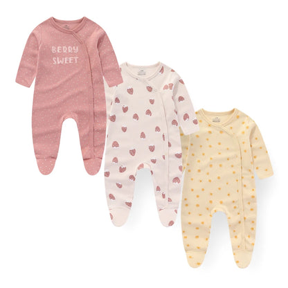 Baby Cotton Romper - Newborn Jumpsuit With Covered Button Closure, Soft Cotton Baby Clothes - ZOOMNSTORE
