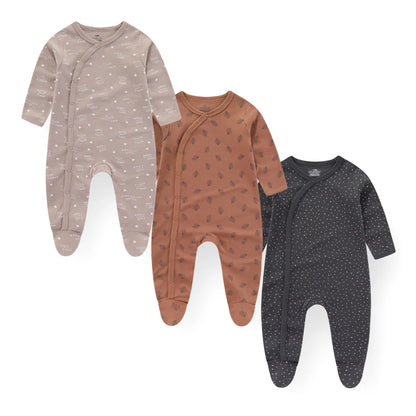 Baby Cotton Romper - Newborn Jumpsuit With Covered Button Closure, Soft Cotton Baby Clothes - ZOOMNSTORE
