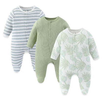 Baby Cotton Romper - Newborn Jumpsuit With Covered Button Closure, Soft Cotton Baby Clothes - ZOOMNSTORE